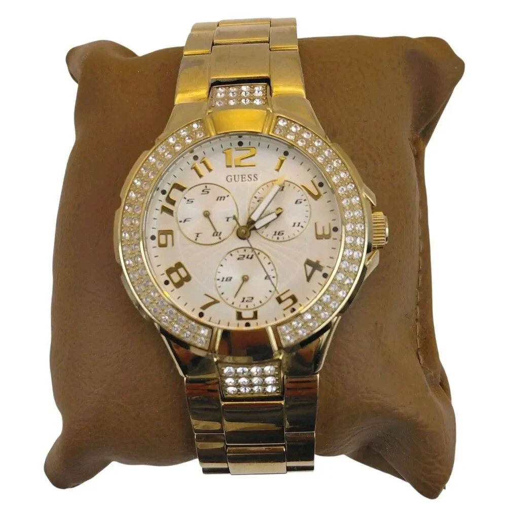 Guess Men's Frontier G13537L Gold Tone Stainless Steel Quartz Watch New Battery